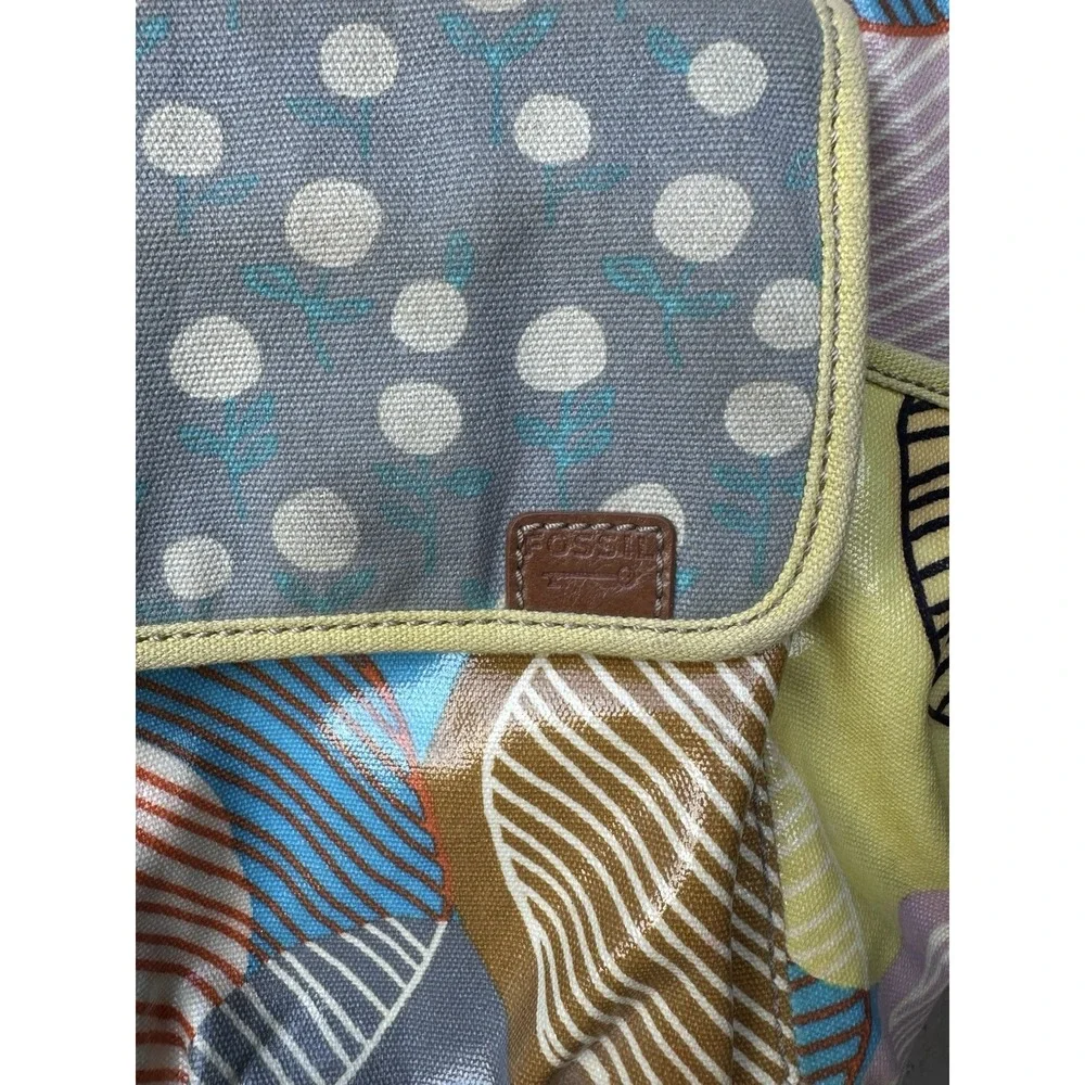 Fossil Key Per Multicolor Circle Print Coated Canvas Tote Bag Polka Dot Lining